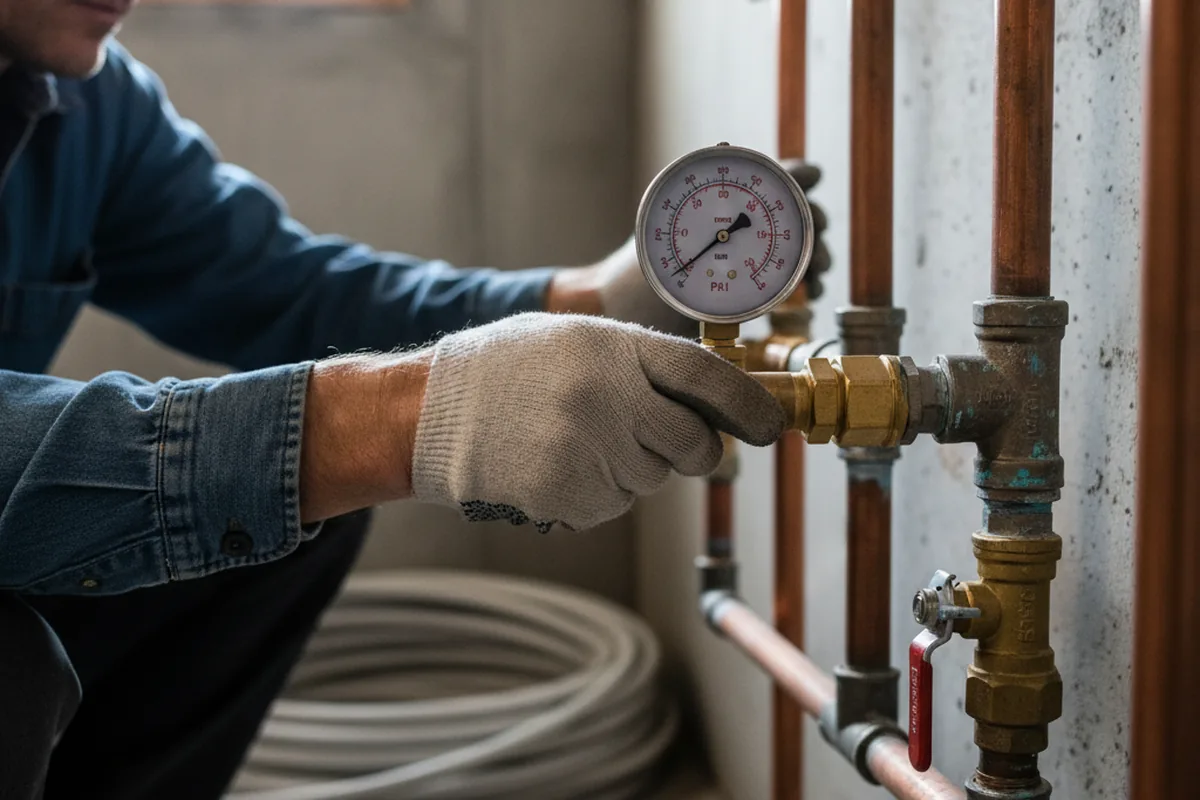 Pressure testing a repaired line during Water Line Repair in Anderson